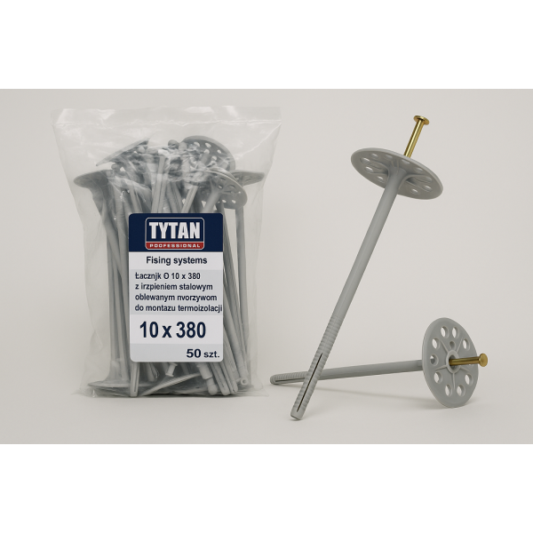 TYTAN PROFESSIONAL Fixing systems Łącznik O 10 x 380 z trzpieniem stalowym oblewanym tworzywem do montażu termoizolacji 50 szt