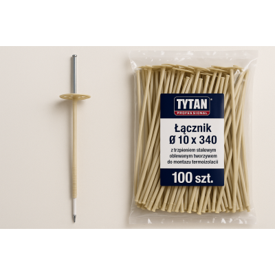 Złączniki do termoizolacji: Łącznik O 10x340 z trzpieniem stalowym - 100 szt.