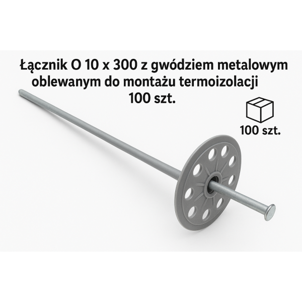 Fixing systems Łącznik O 10 x 300 z Fixing systems Gwoździem metalowym oblewanym do montażu termoizolacji 100 szt PL