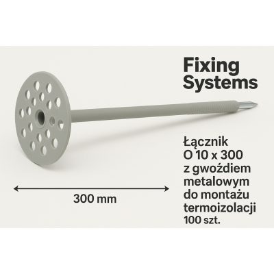 Naprawa systemów: Łącznik O 10 x 300 z Gwoździem metalowym - 100 szt.