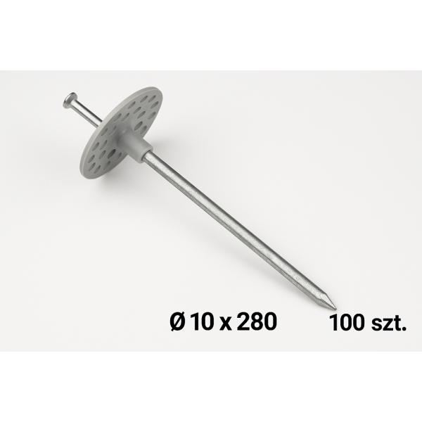 Fixing systems Łącznik O 10 x 280 z Fixing systems Gwoździem metalowym oblewanym do montażu termoizolacji 100 szt PL