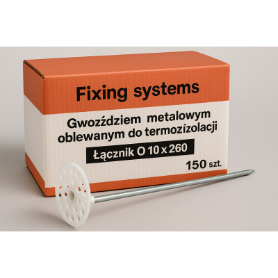 Naprawa systemów termoizolacji: Łącznik O 10 x 260 z gwoździem metalowym oblewanym - 150 szt.