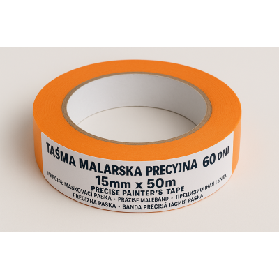 Taśma Malarska Precyzyjna 60 dni 15mm x 50m pomarańczowy BG-CZ-GB-HU-PL-RO-RU-SK | Flexbud24