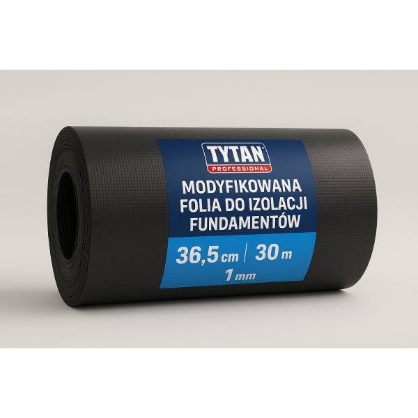 TYTAN PROFESSIONAL Modyfikowana folia do izolacji poziomej fundamentów 36,5cm x 30m x 1mm PL