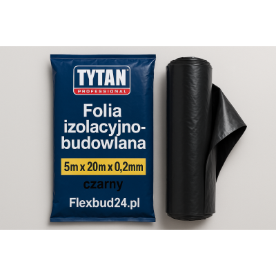 TYTAN PROFESSIONAL Folia izolacyjno-budowlana 5m x 20m x 0,2mm czarny PL | Flexbud24