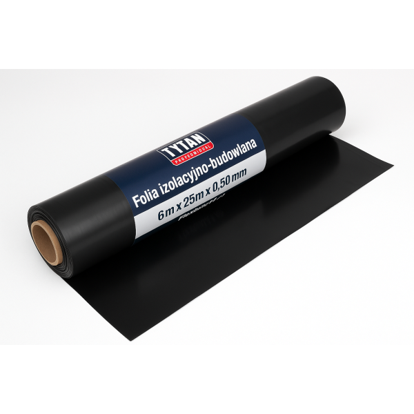 TYTAN PROFESSIONAL Folia izolacyjno-budowlana 6m x 25m x 0,50mm czarny PL